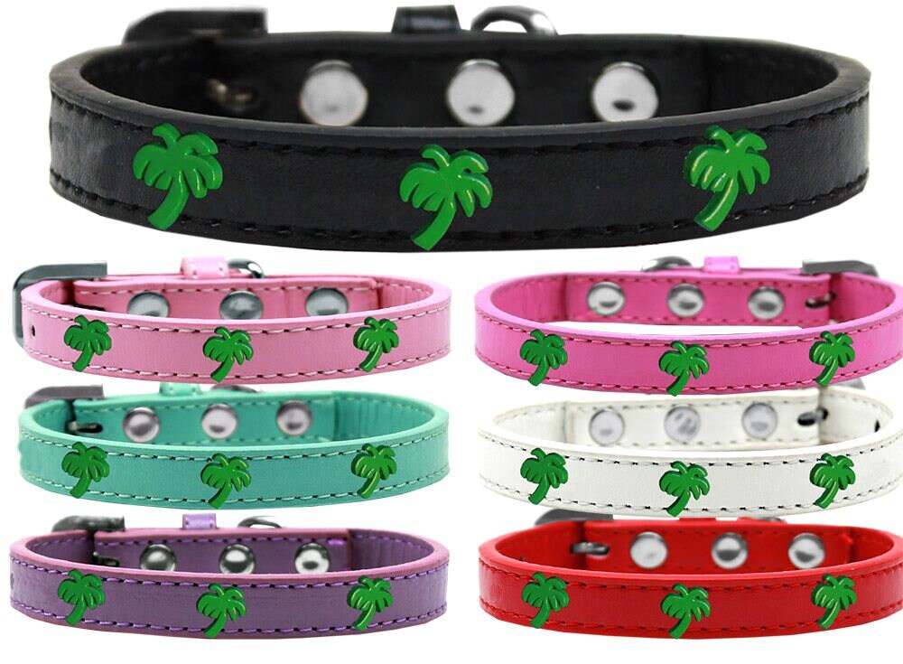 Dog, Puppy & Pet Widget Fashion  Collar, "Green Palm Tree"