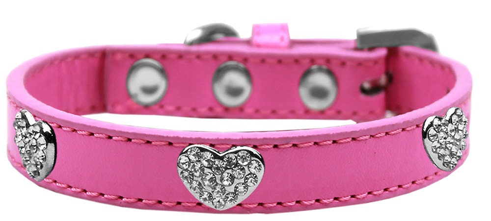 Dog, Puppy & Pet Widget Fashion Collar, "Clear Crystal Heart"