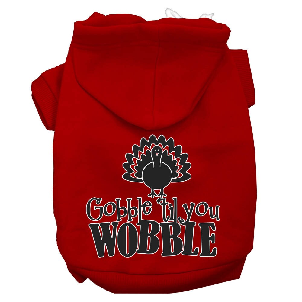 Thanksgiving Pet, Dog and Cat Hoodie Screen Printed, "Gobble 'Til You Wobble"