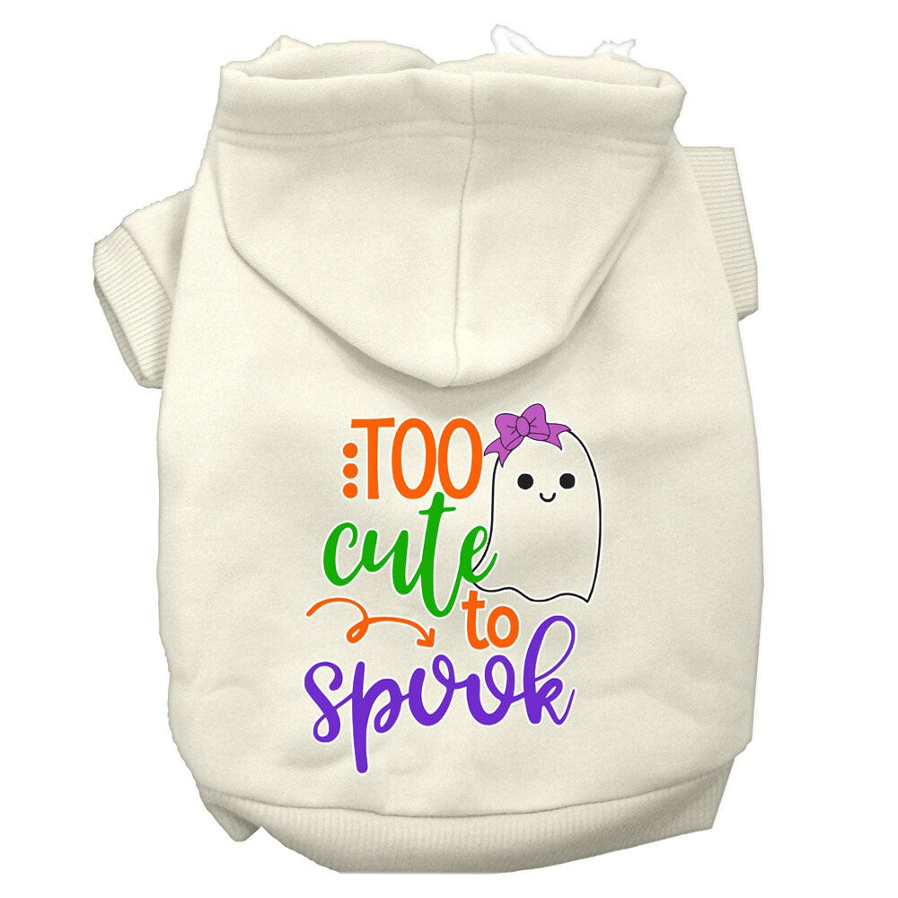 Halloween Pet, Dog & Cat Hoodie Screen Printed, "Too Cute To Spook Girly Ghost"