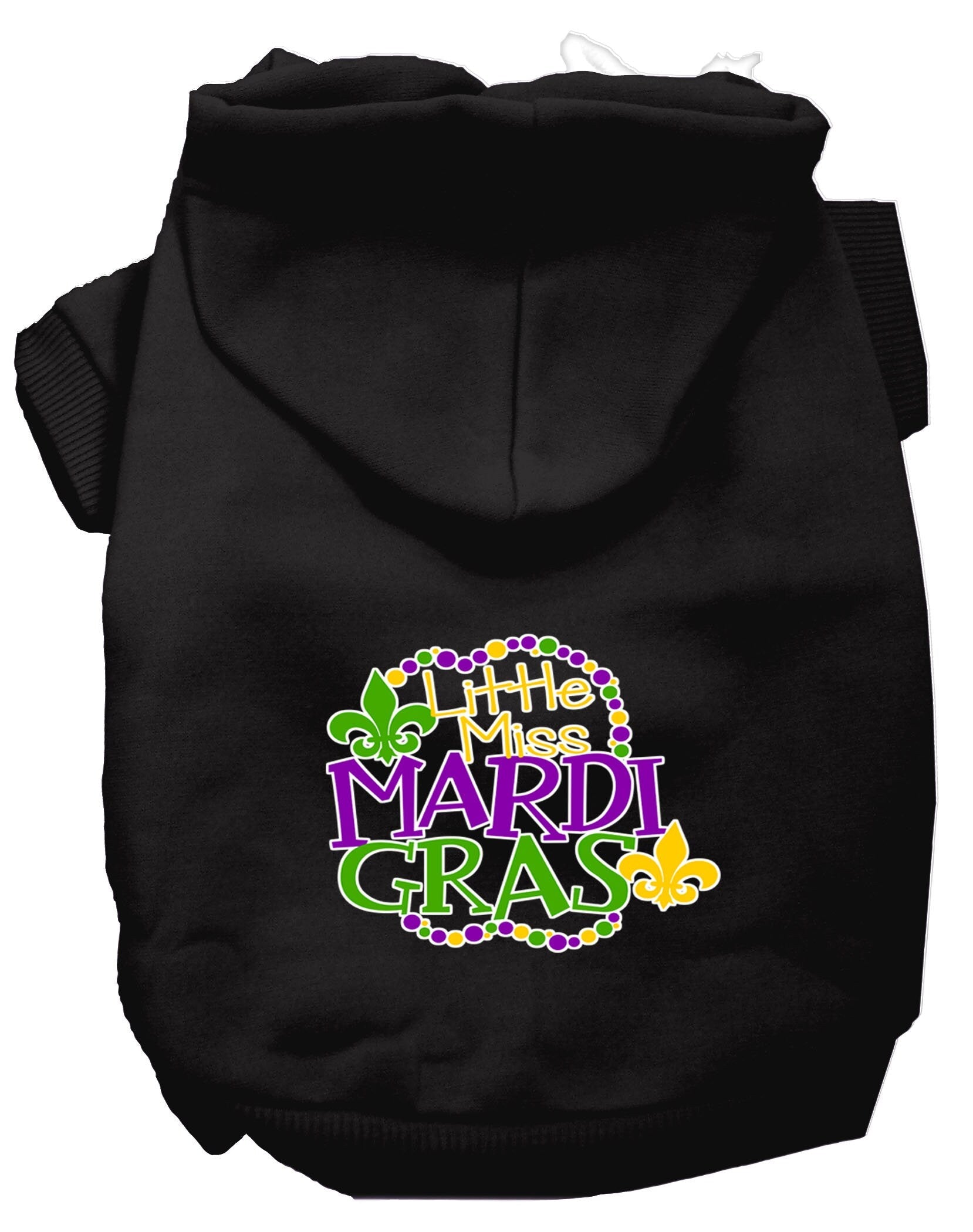 Pet Dog & Cat Hoodie Screen Printed, "Little Miss Mardi Gras"