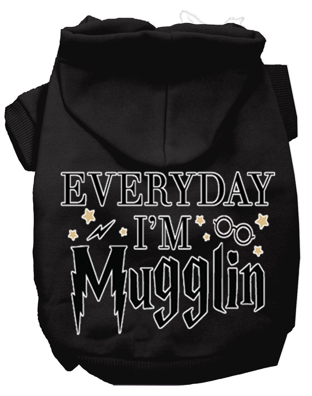 Pet Dog & Cat Hoodie Screen Printed, "Everyday I'm Mugglin"