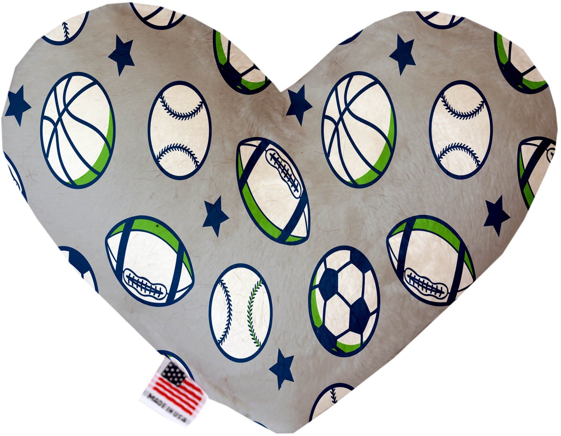 Pet and Dog Plush Heart or Bone Toy, "Sports Fan Group" (Available in different sizes, and 4 different pattern options!)