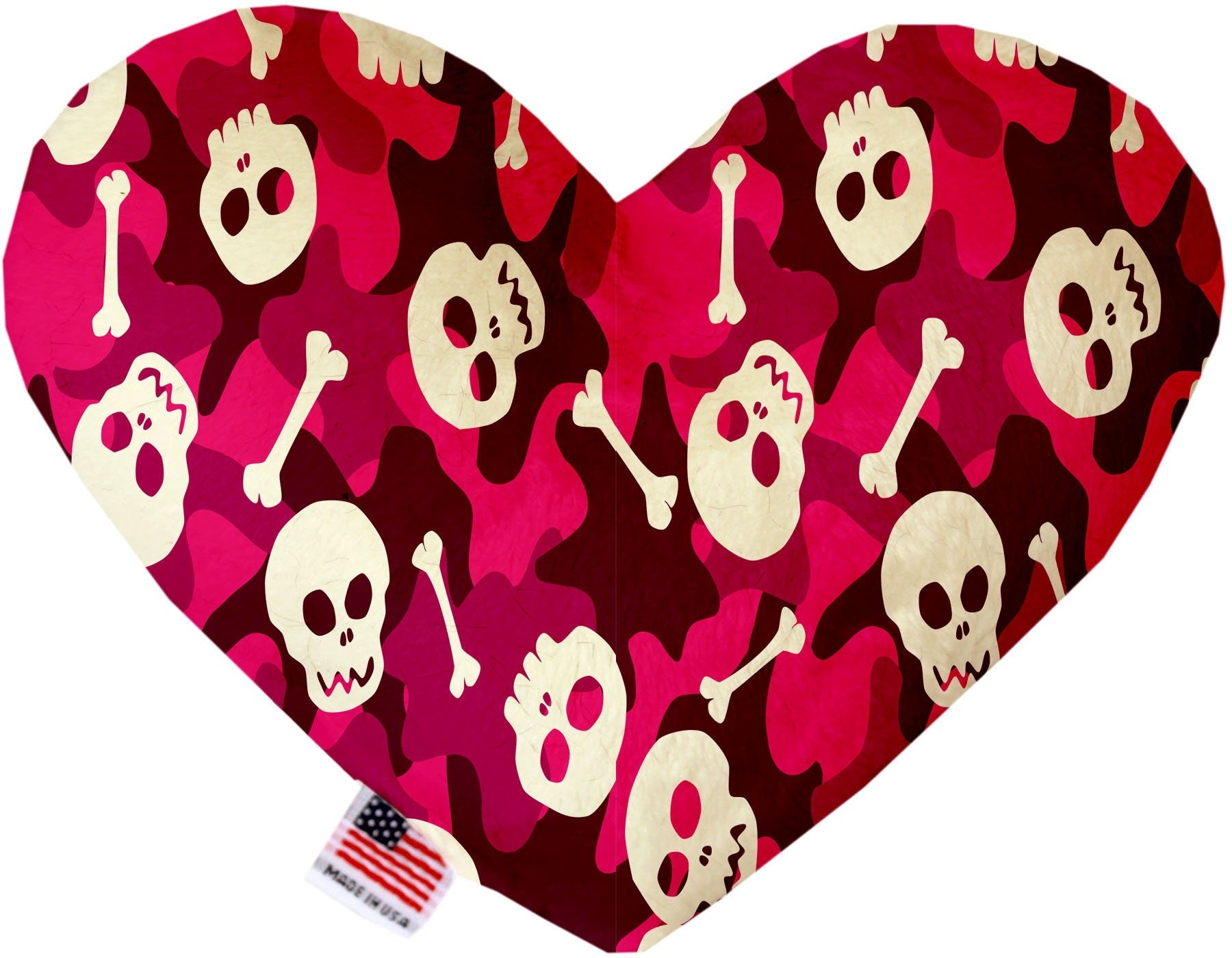 Pet and Dog Plush Heart or Bone Toy, "Skulls Group" (Available in different sizes, and 12 different pattern options!)