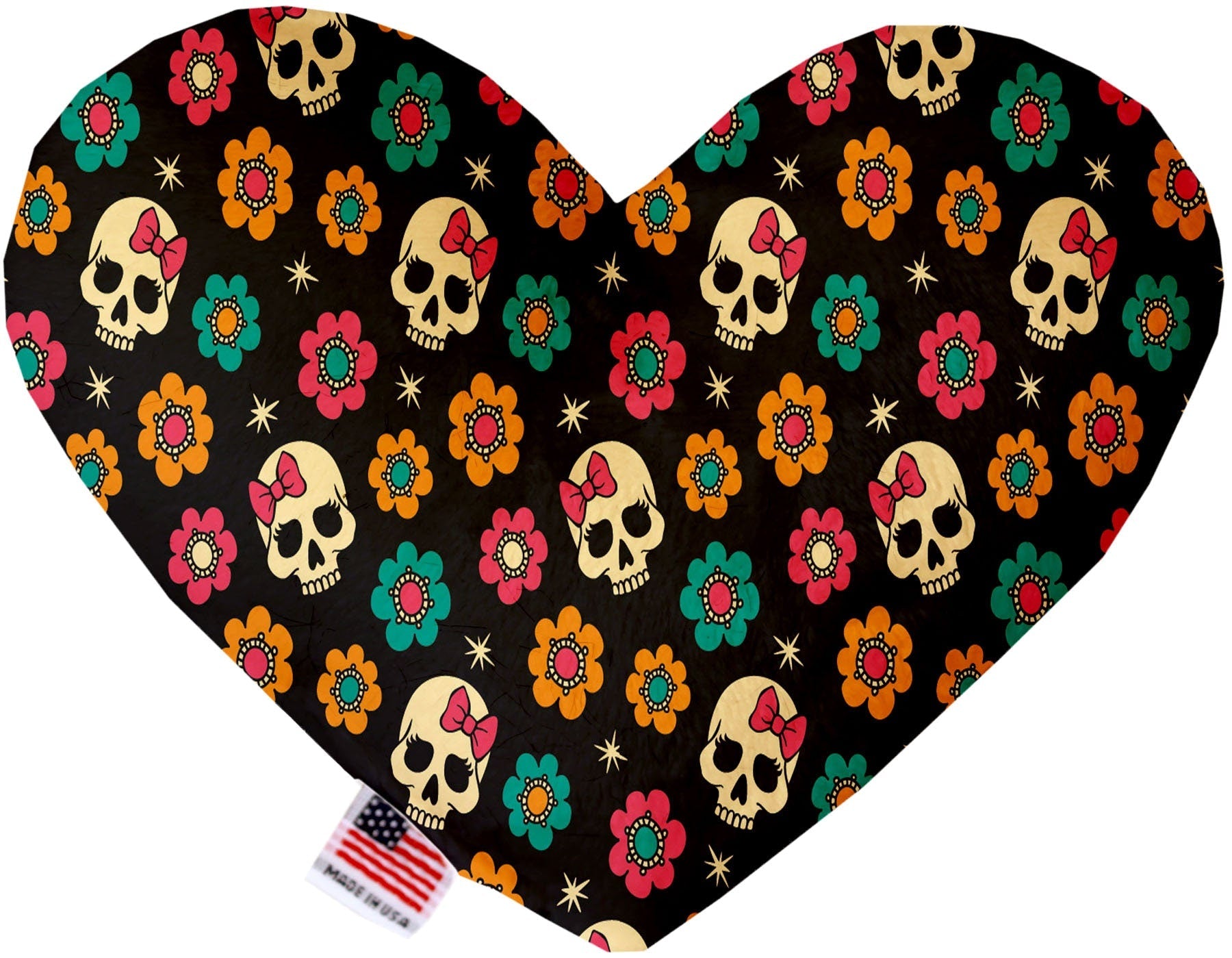 Pet and Dog Plush Heart or Bone Toy, "Skulls Group" (Available in different sizes, and 12 different pattern options!)