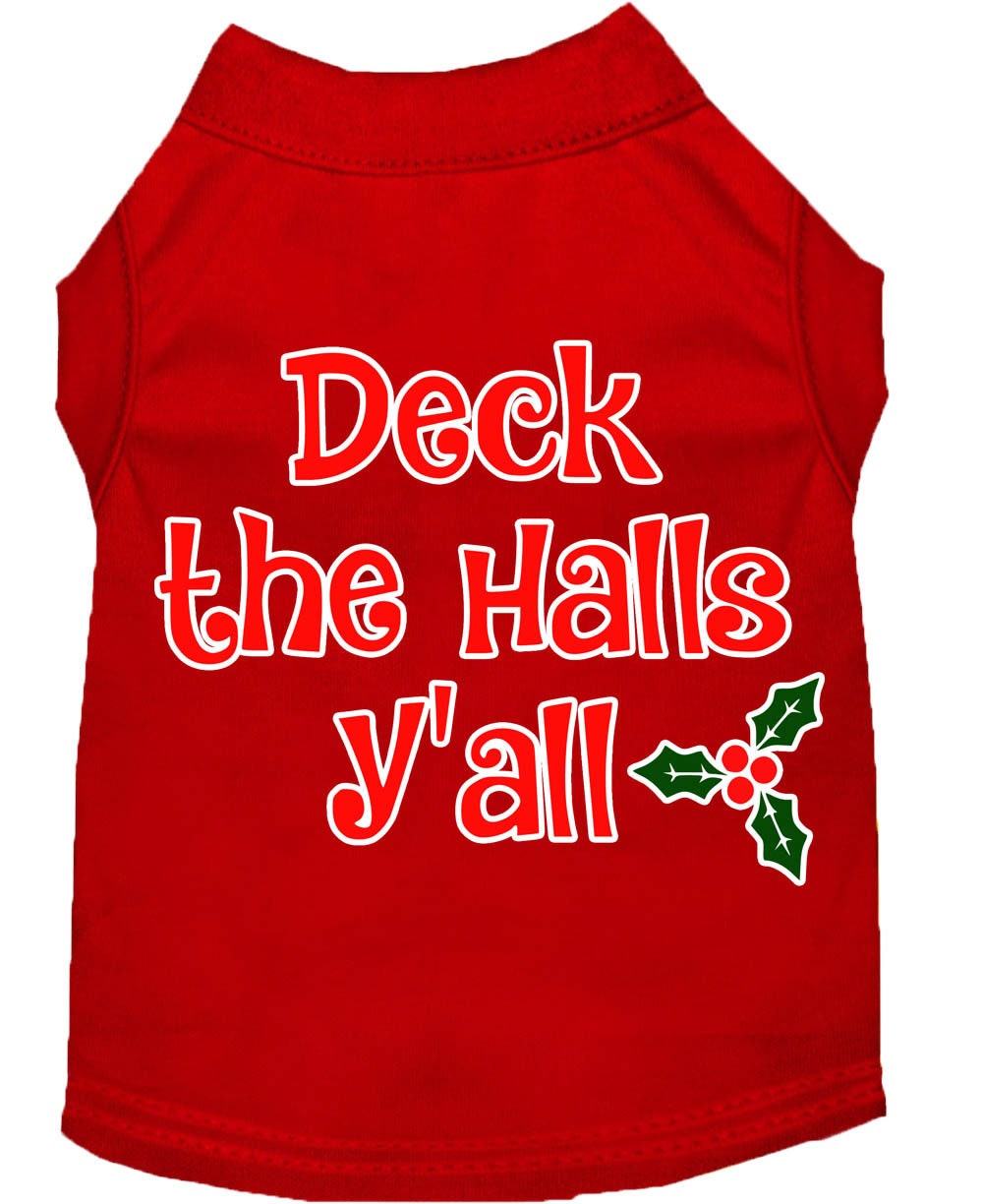 Christmas Pet Dog & Cat Shirt Screen Printed, "Deck The Halls, Y'all"