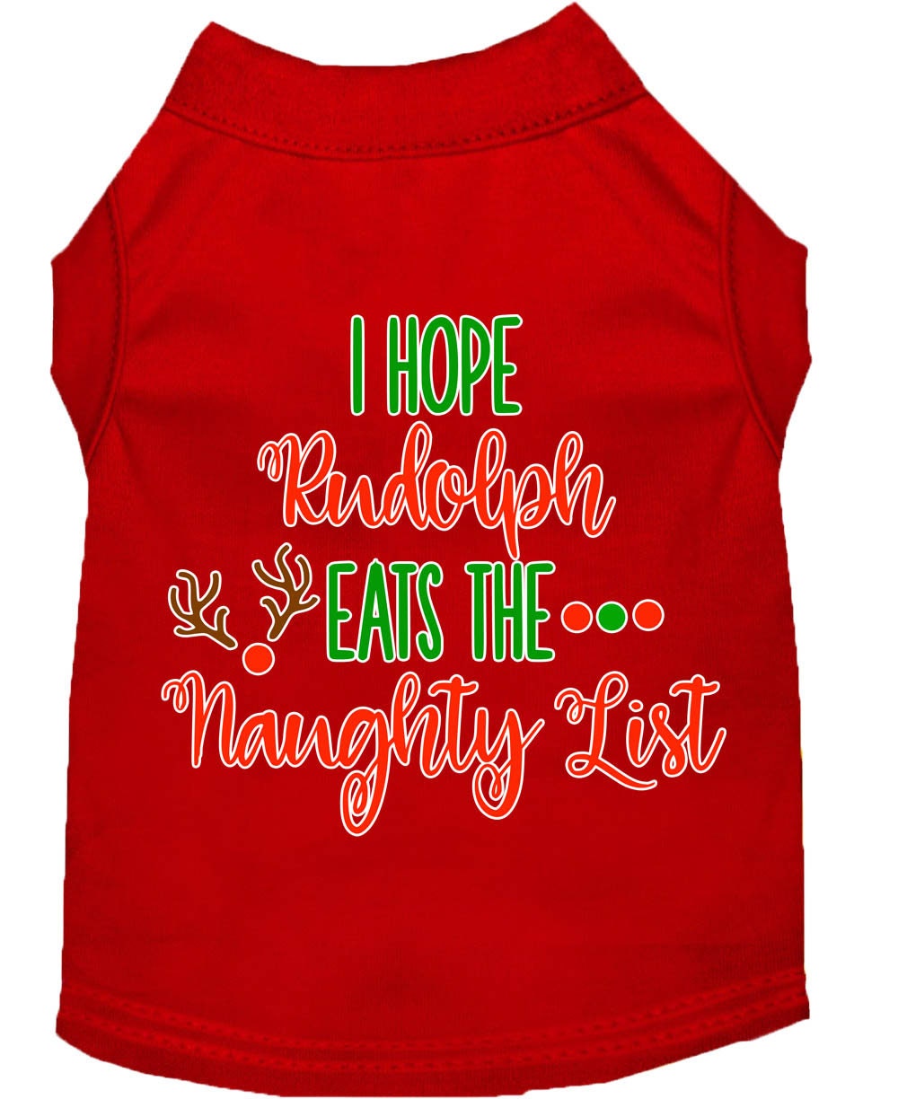 Christmas Pet Dog & Cat Shirt Screen Printed, "I Hope Rudolph Eats The Naughty List"