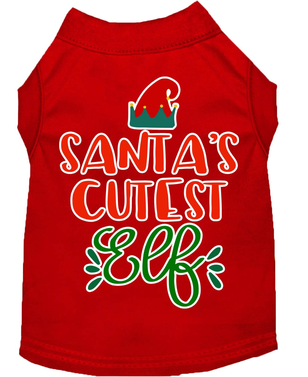 Christmas Pet Dog & Cat Shirt Screen Printed, "Santa's Cutest Elf"