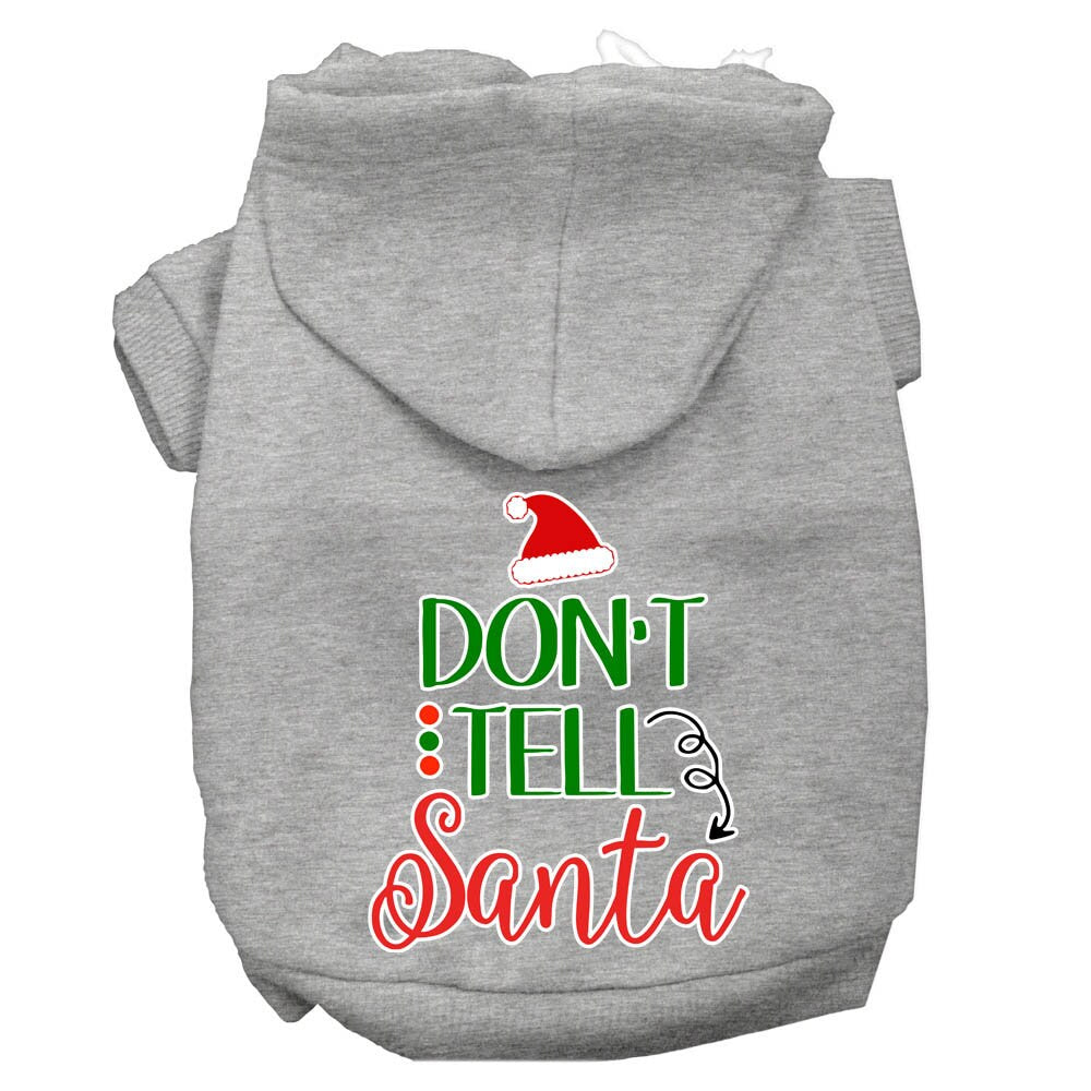 Christmas Pet Dog & Cat Hoodie Screen Printed, "Don't Tell Santa"