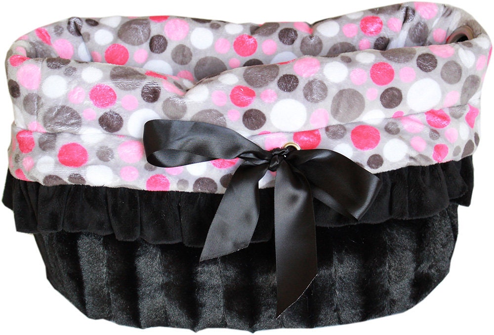 Dog, Puppy & Pet or Cat Reversible Snuggle Bugs Pet Bed, Bag, and Car Seat All-in-One, "Party Dots Group" (Available in 3 pattern options!)