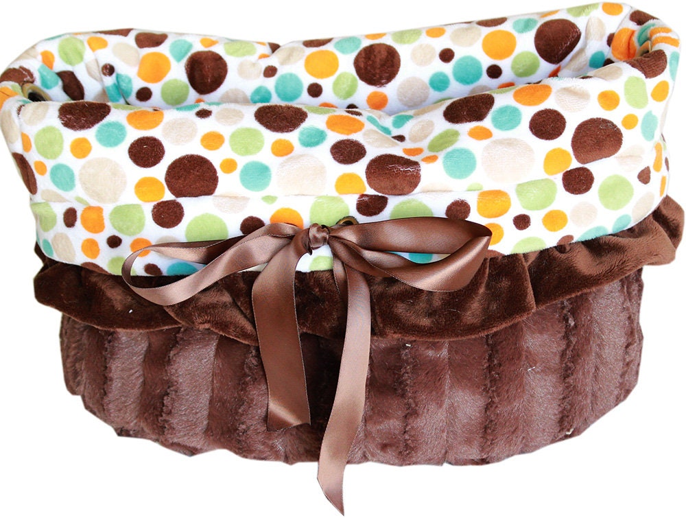 Dog, Puppy & Pet or Cat Reversible Snuggle Bugs Pet Bed, Bag, and Car Seat All-in-One, "Party Dots Group" (Available in 3 pattern options!)