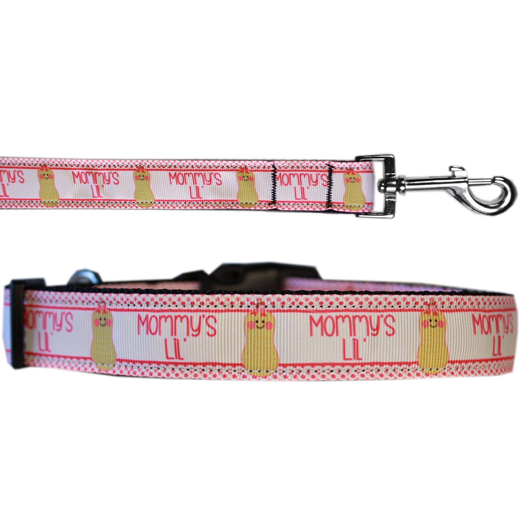 Pet Dog & Cat Nylon Collar or Leash, "Mommy's Lil Peanut"