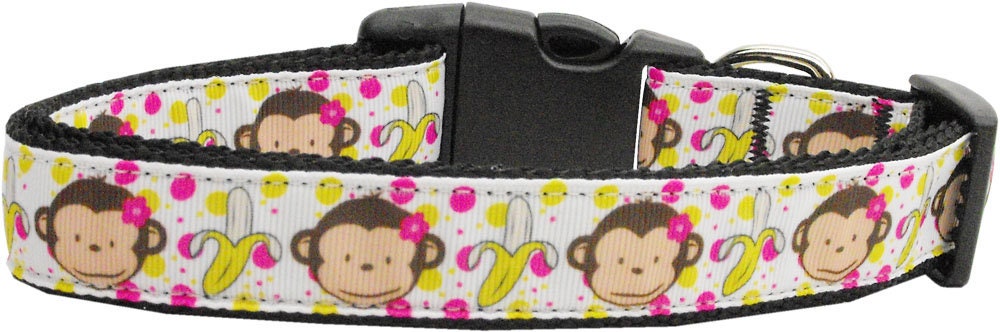 Pet Dog and Cat Nylon Collar or Leash, "Monkeys & Bananas"