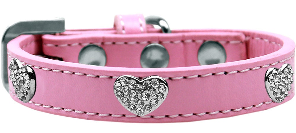 Dog, Puppy & Pet Widget Fashion Collar, "Clear Crystal Heart"