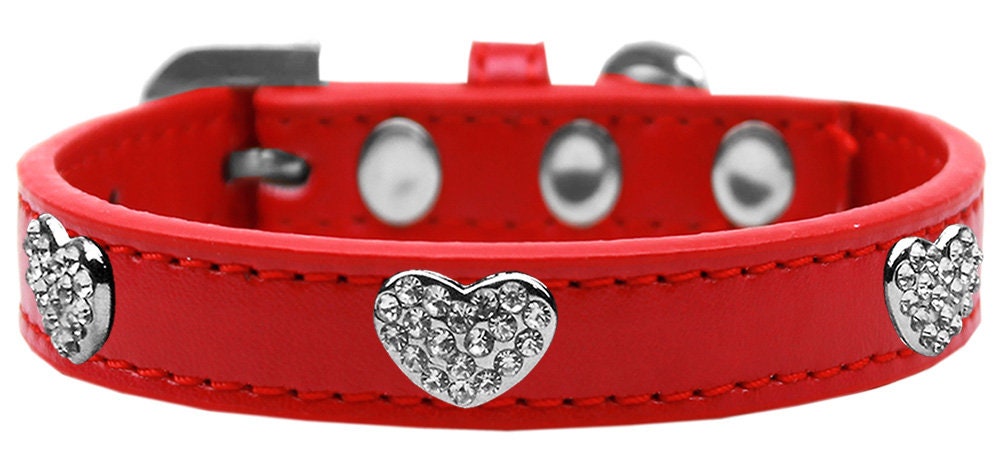 Dog, Puppy & Pet Widget Fashion Collar, "Clear Crystal Heart"