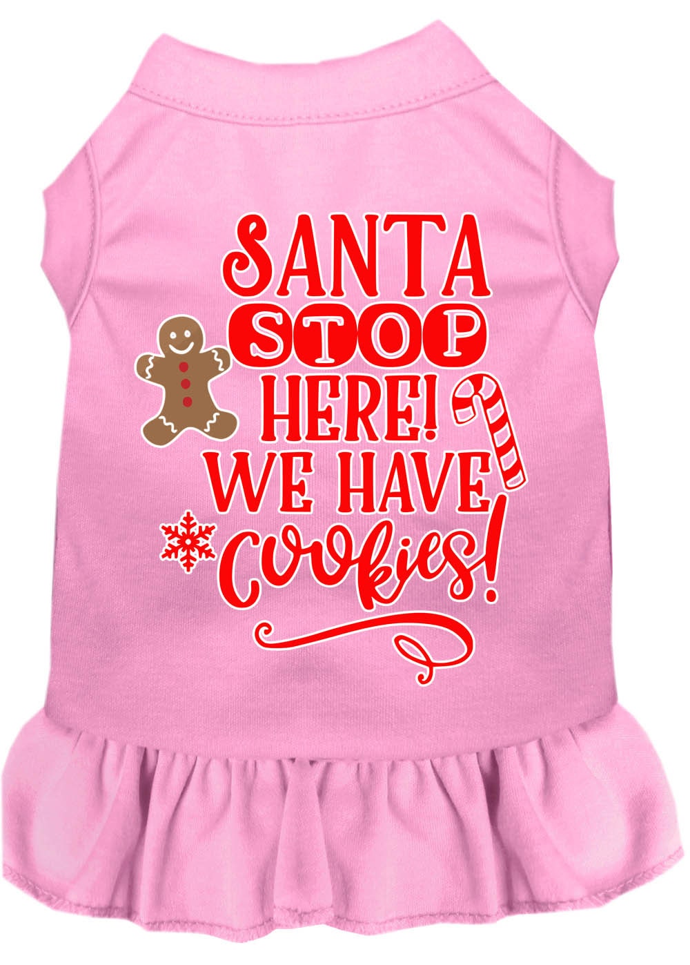 Christmas Pet Dog & Cat Dress Screen Printed, "Santa Stop Here, We Have Cookies"