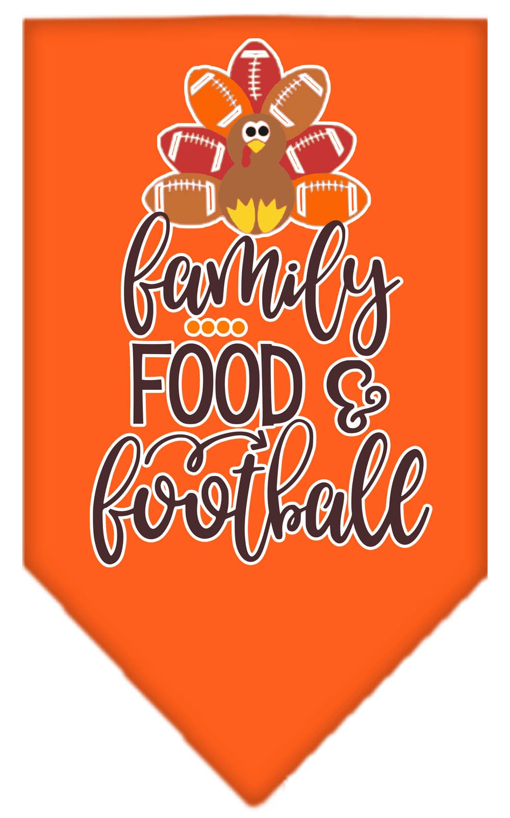 Pet and Dog Bandana Screen Printed, "Family, Food, & Football"