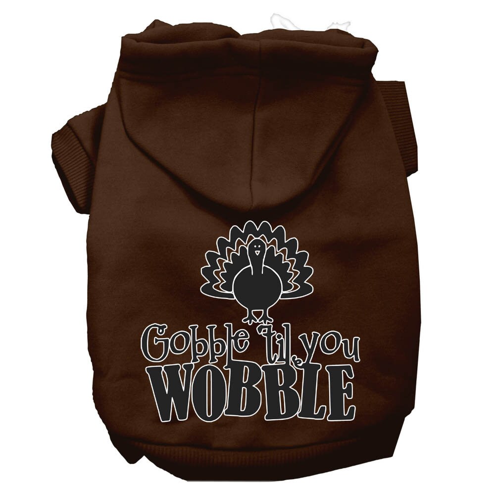 Thanksgiving Pet, Dog and Cat Hoodie Screen Printed, "Gobble 'Til You Wobble"