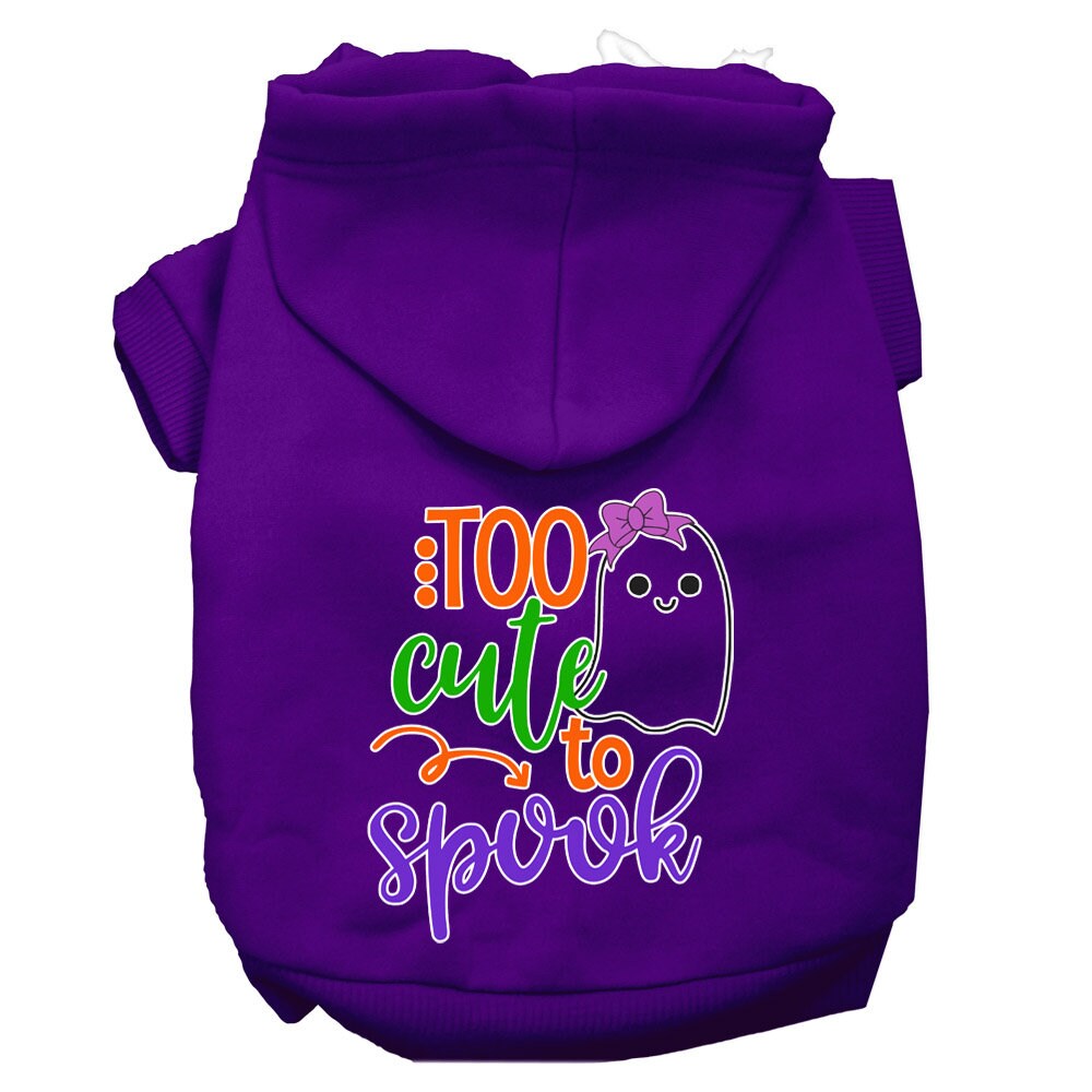 Halloween Pet, Dog & Cat Hoodie Screen Printed, "Too Cute To Spook Girly Ghost"