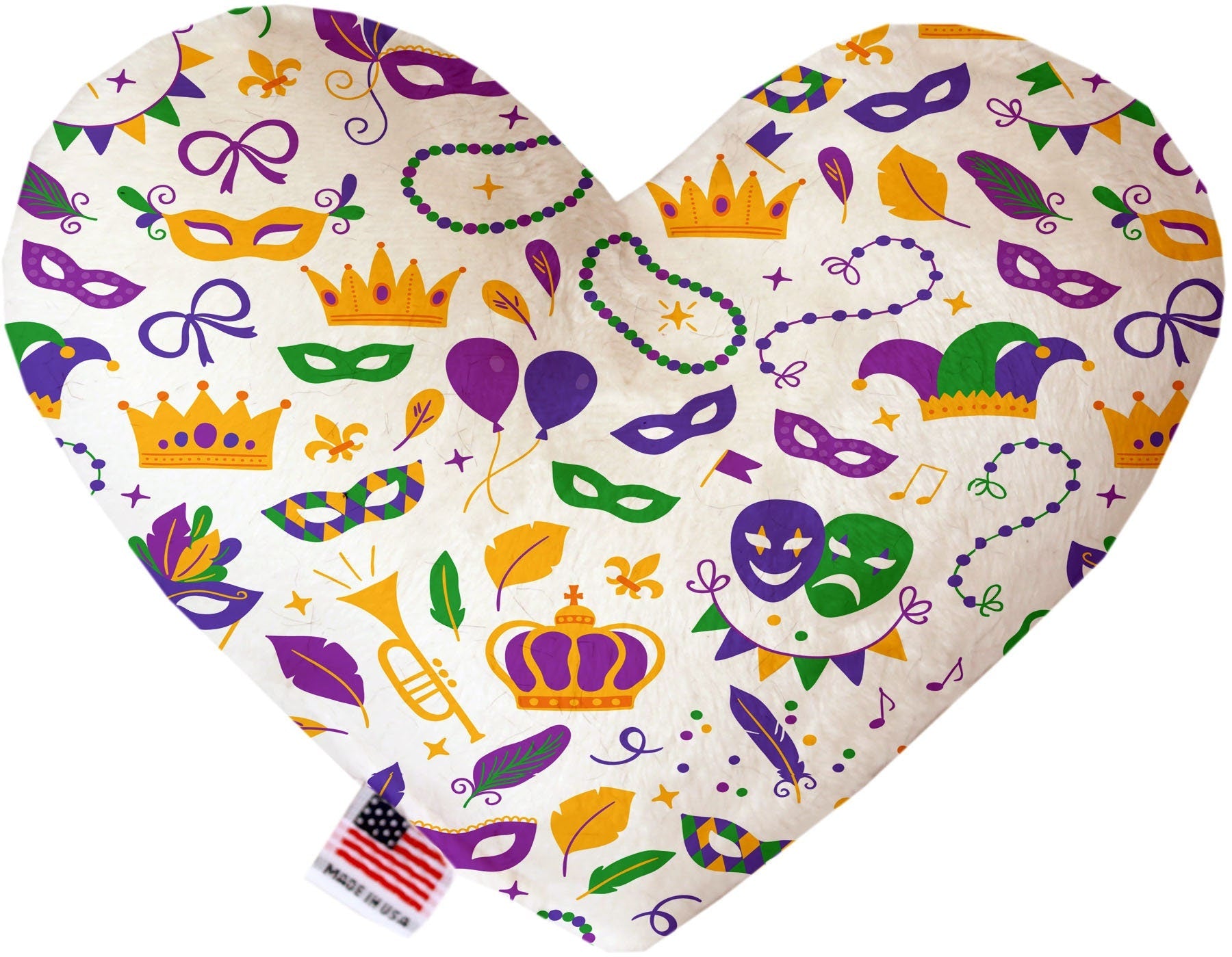 Pet and Dog Plush Heart or Bone Toy, "Mardi Gras Group" (Available in different sizes, and 10 different pattern options!)