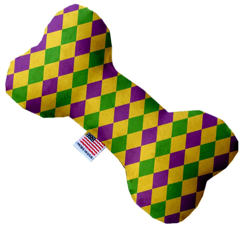 Pet and Dog Plush Heart or Bone Toy, "Mardi Gras Group" (Available in different sizes, and 10 different pattern options!)