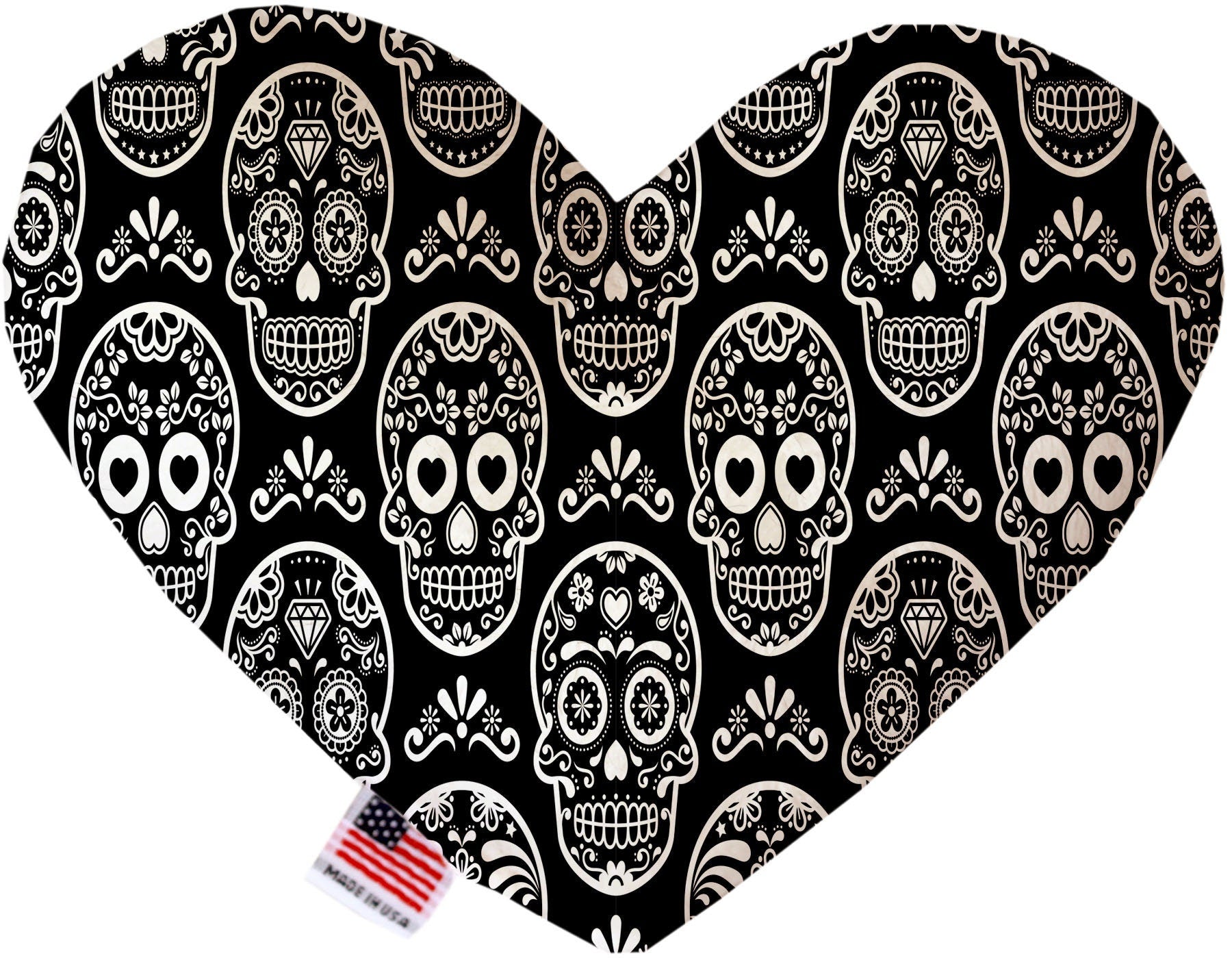 Pet and Dog Plush Heart or Bone Toy, "Skulls Group" (Available in different sizes, and 12 different pattern options!)