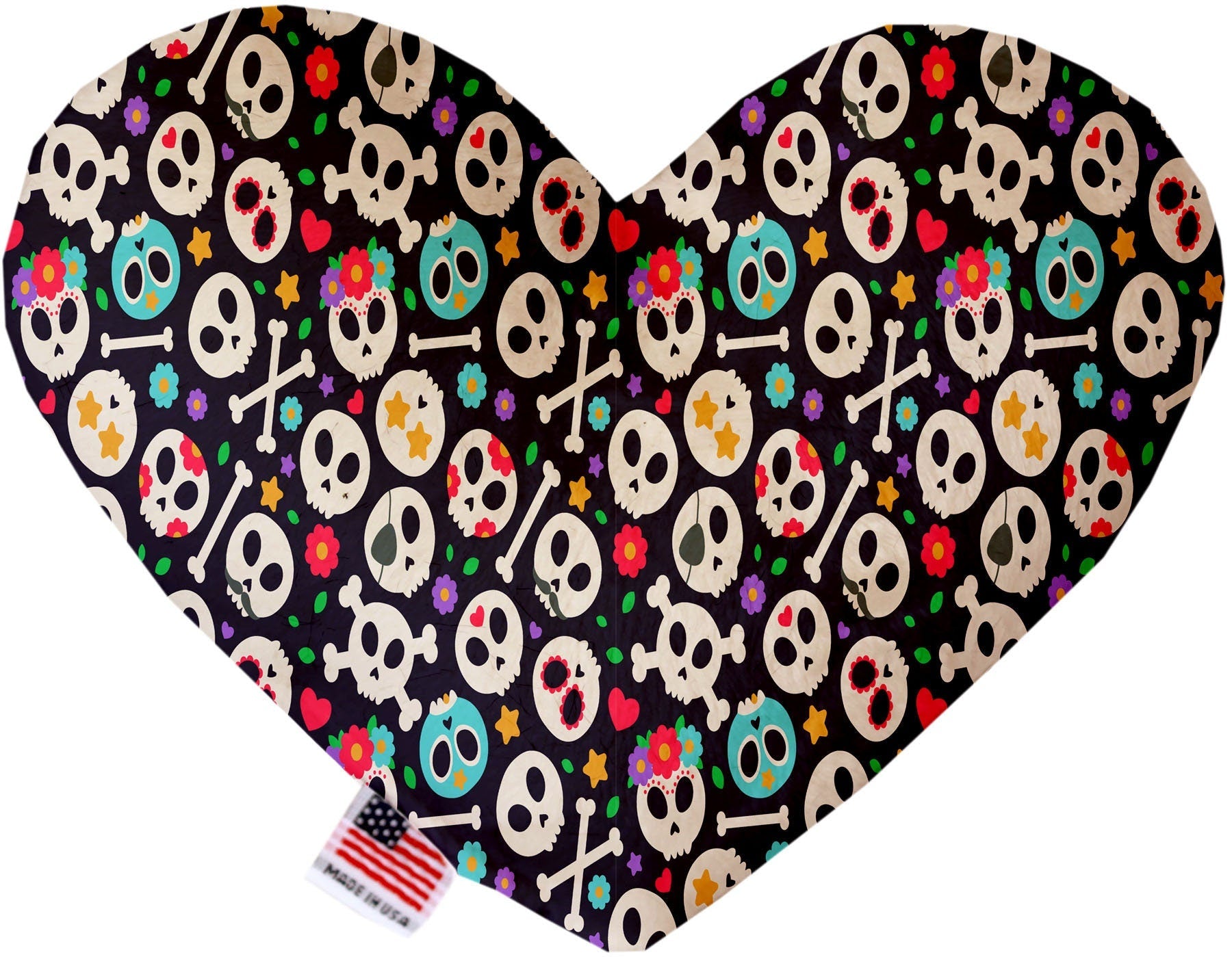 Pet and Dog Plush Heart or Bone Toy, "Skulls Group" (Available in different sizes, and 12 different pattern options!)