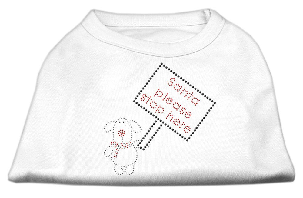 Christmas Pet Dog & Cat Shirt Rhinestone, "Santa Stop Here"