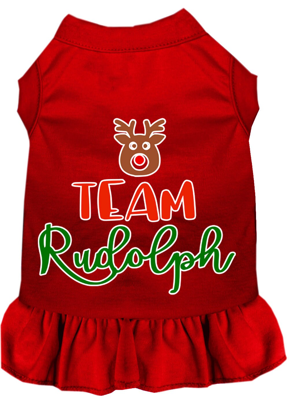 Christmas Pet Dog & Cat Dress Screen Printed, "Team Rudolph"