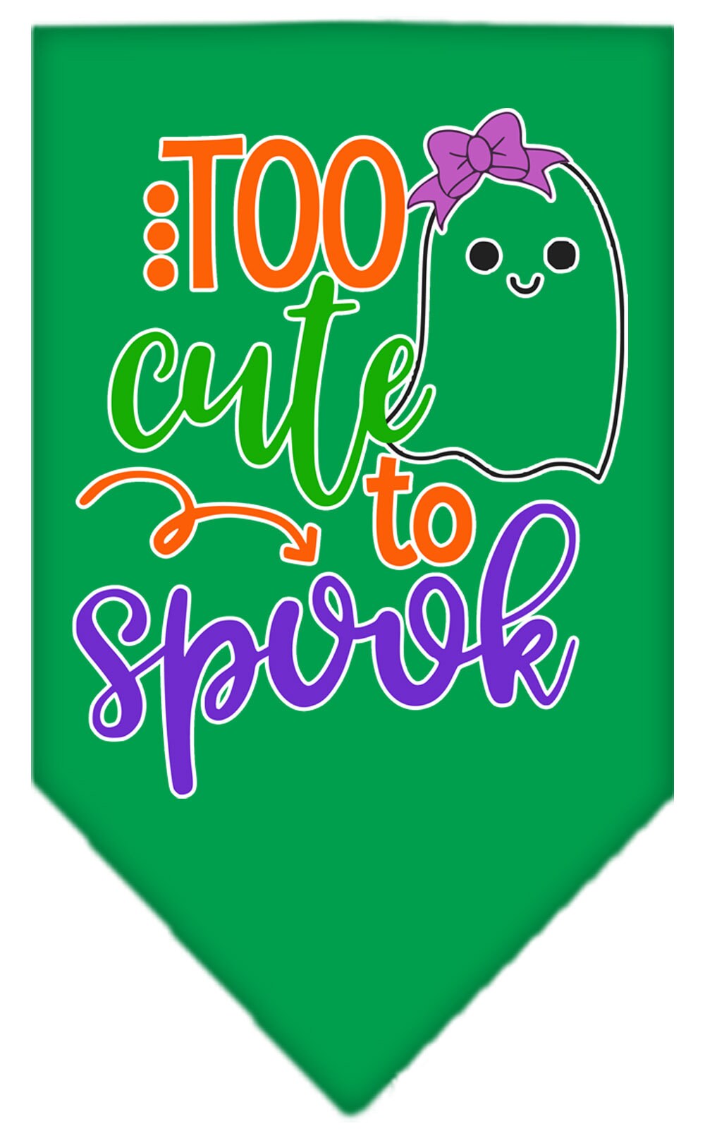 Halloween Pet and Dog Bandana Screen Printed, "Too Cute To Spook - Girly Ghost"