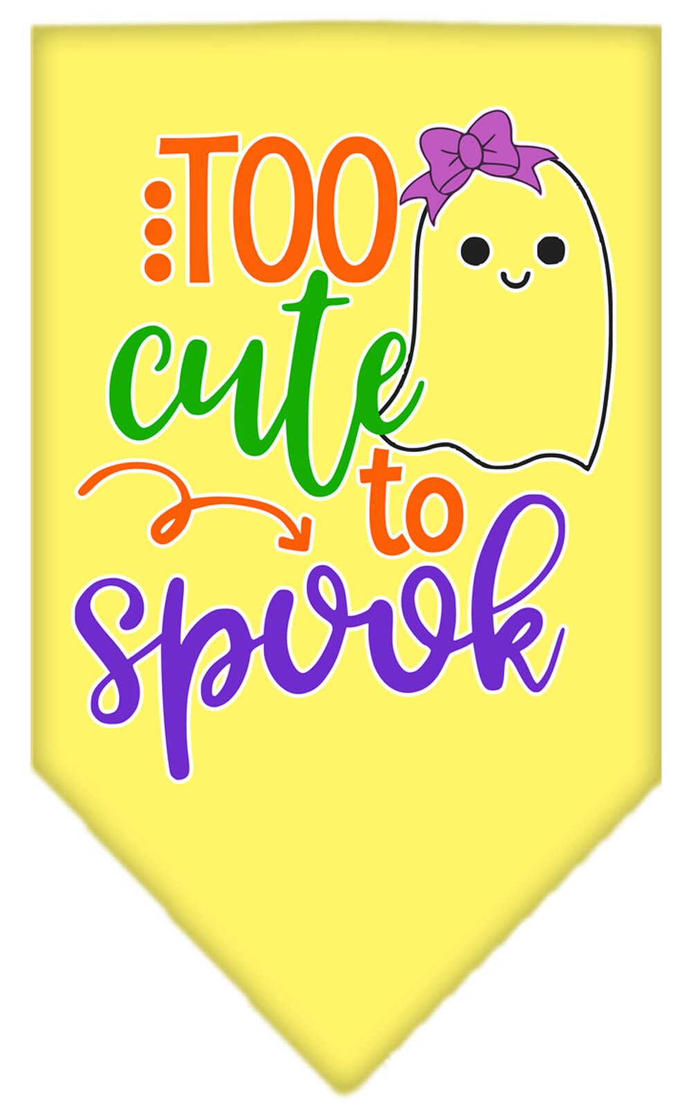 Halloween Pet and Dog Bandana Screen Printed, "Too Cute To Spook - Girly Ghost"