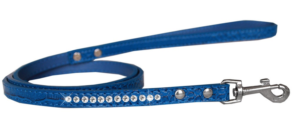 Dog, Puppy & Pet Designer Croc Leash, "One Row Clear Crystal"