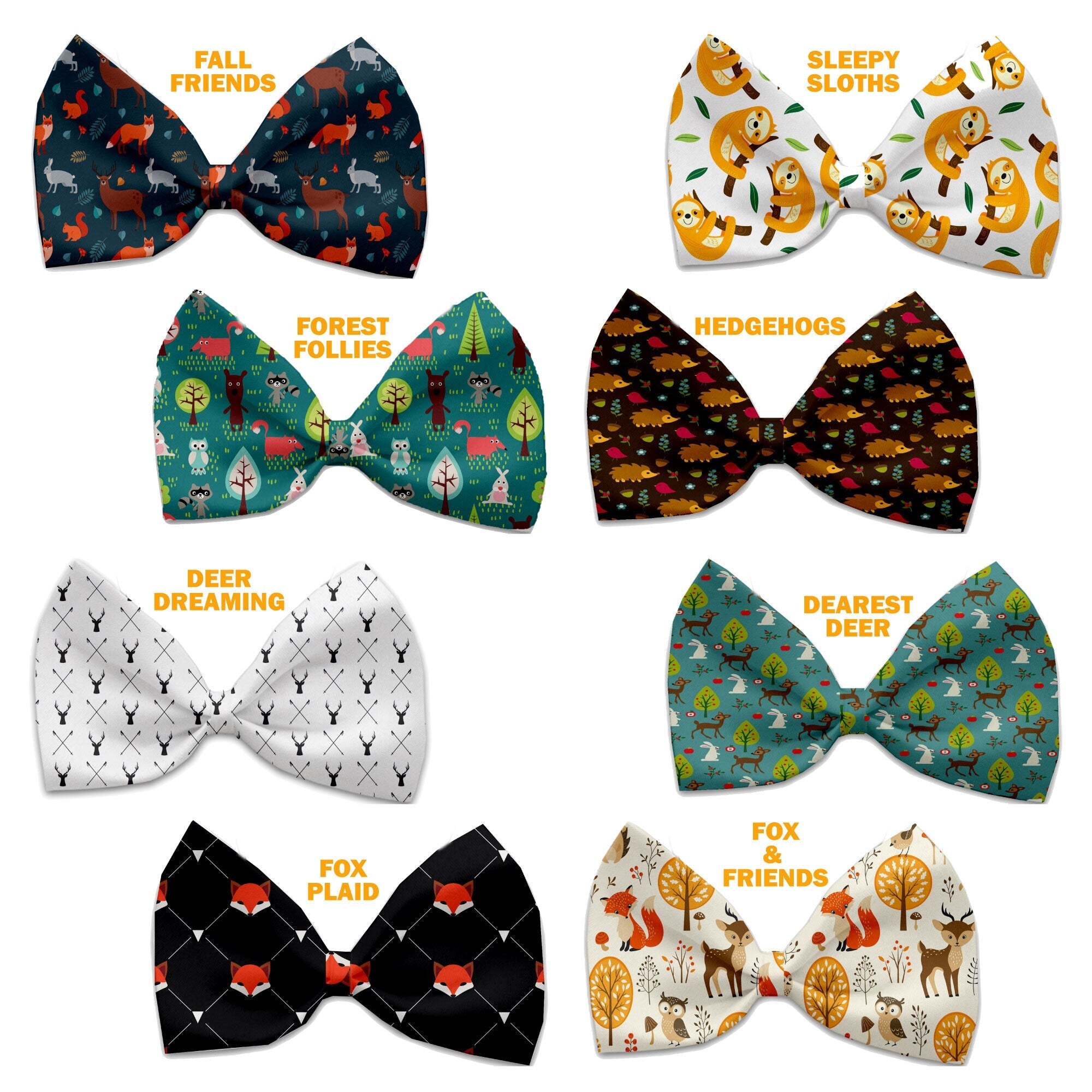 Pet, Dog and Cat Bow Ties, "Forest Friends Group" *Available in 8 different pattern options!*