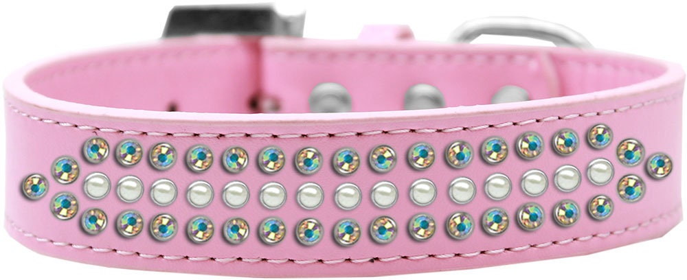 Dog, Puppy and Pet Fashion  Collar, "Ritz Pearl & Aurora Borealis Crystals Rimsets"