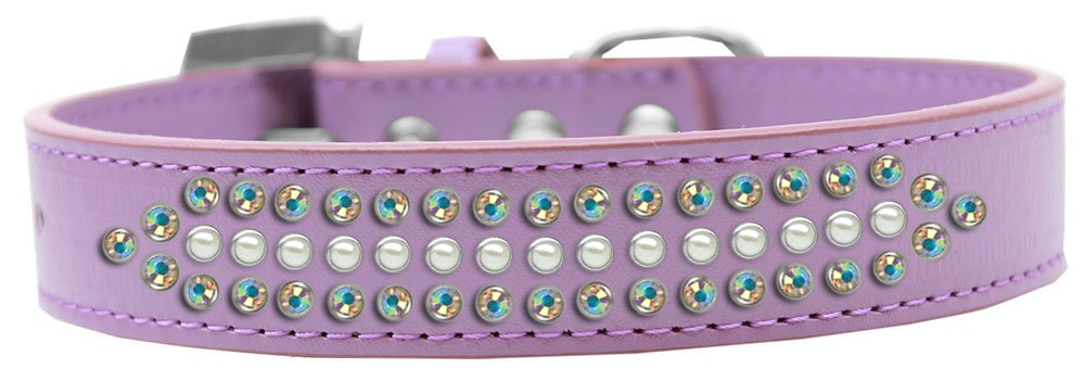 Dog, Puppy and Pet Fashion  Collar, "Ritz Pearl & Aurora Borealis Crystals Rimsets"