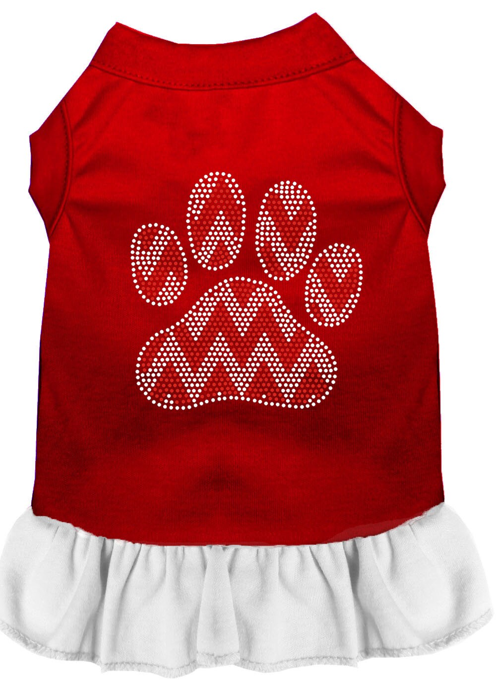 Christmas Pet Dog & Cat Dress Rhinestone, "Candy Cane Chevron Paw"