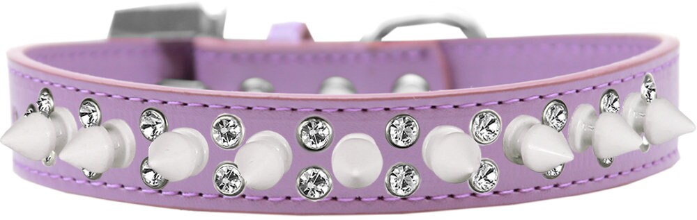 Pet and Dog Spike Collar, "Double Crystal & White Spikes"