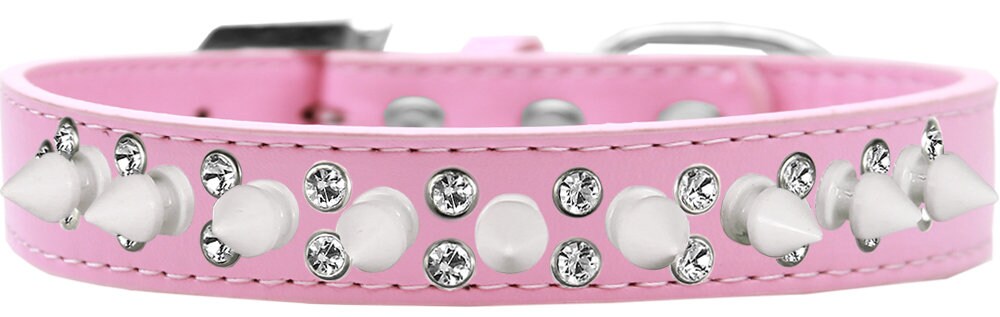 Pet and Dog Spike Collar, "Double Crystal & White Spikes"