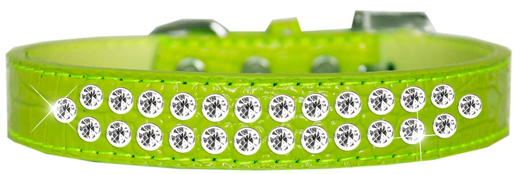 Dog, Puppy & Pet Designer Croc Collar, "Two Row Clear Crystal Rimsets"