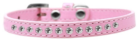 Dog, Puppy & Pet Fashion Leather Collar, "Clear Crystal"