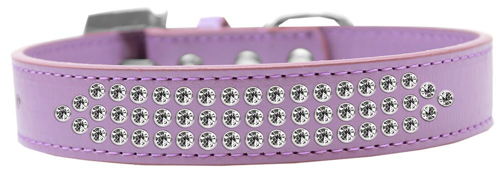 Dog, Puppy & Pet Fashion  Collar, "Three Row Clear Crystal Rimsets"