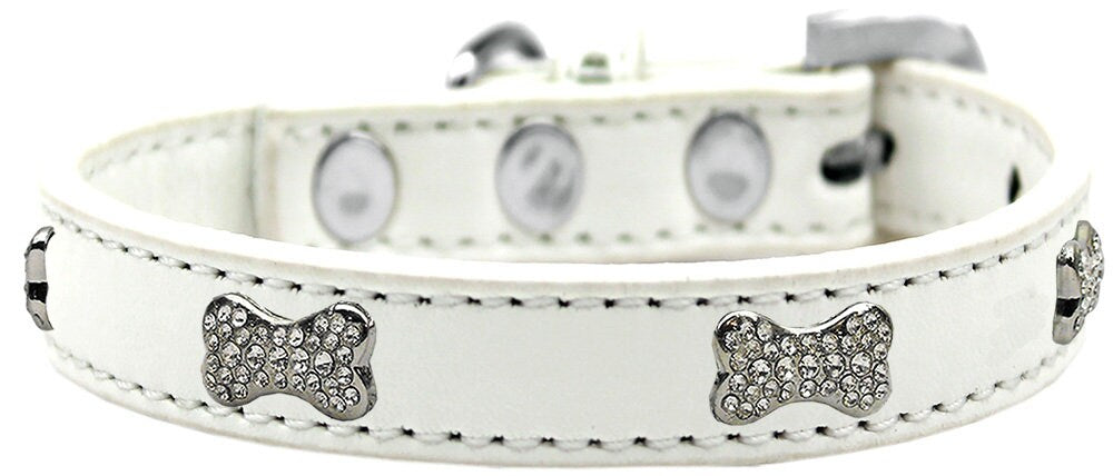 Dog, Puppy & Pet Premium Collar, "Clear Crystal Bone"