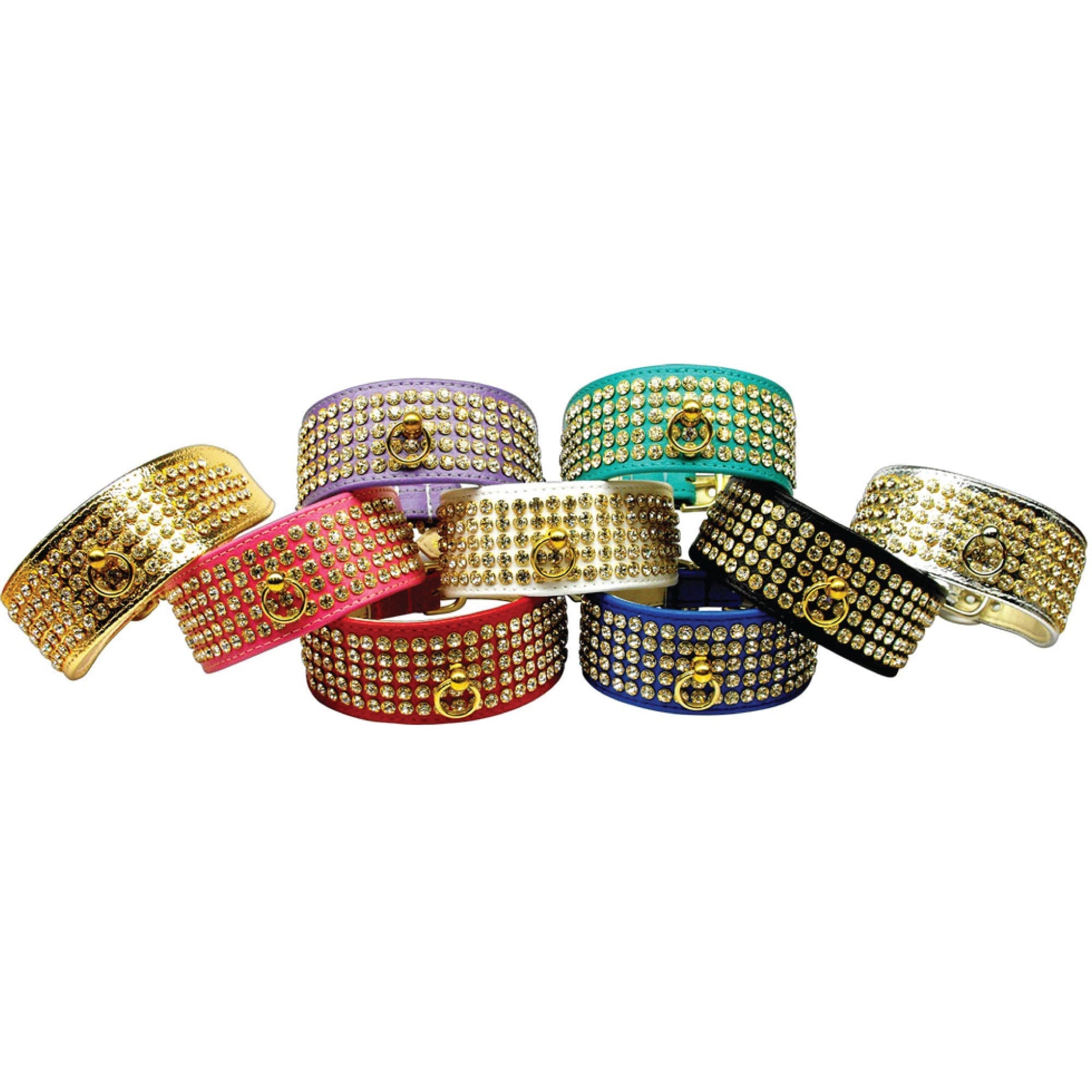 Dog, Puppy & Pet Collar, "Five  Row Clear Crystal"