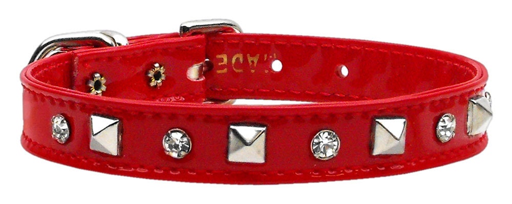 Dog, Puppy and Pet Collar, "Patent Crystal & Pyramid"