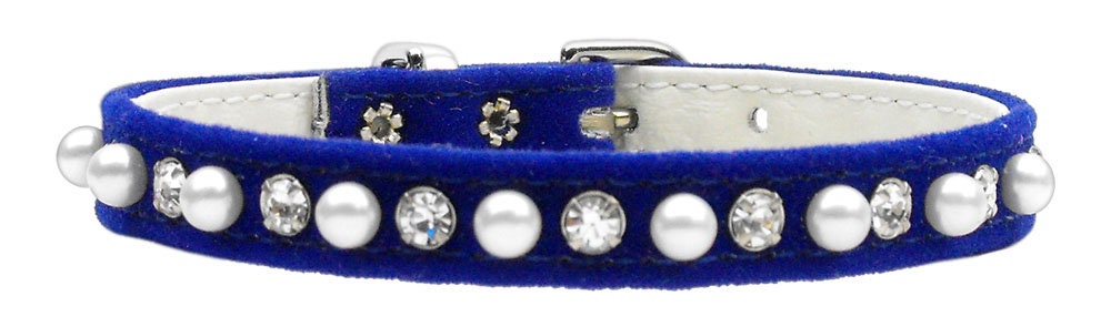 Dog, Puppy and Pet Collar, "Velvet Pearl & Crystal"