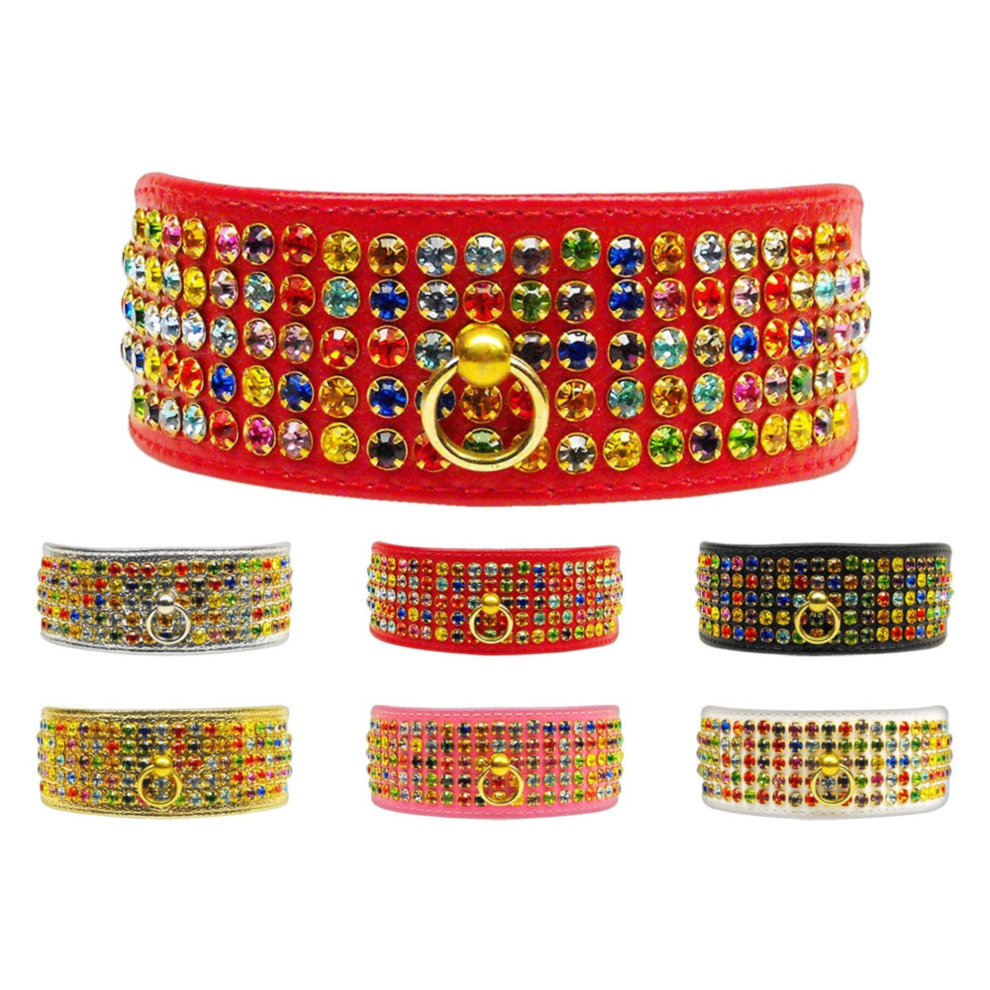 Dog, Puppy & Pet Collar, "Five Row Confetti Jewel Set"