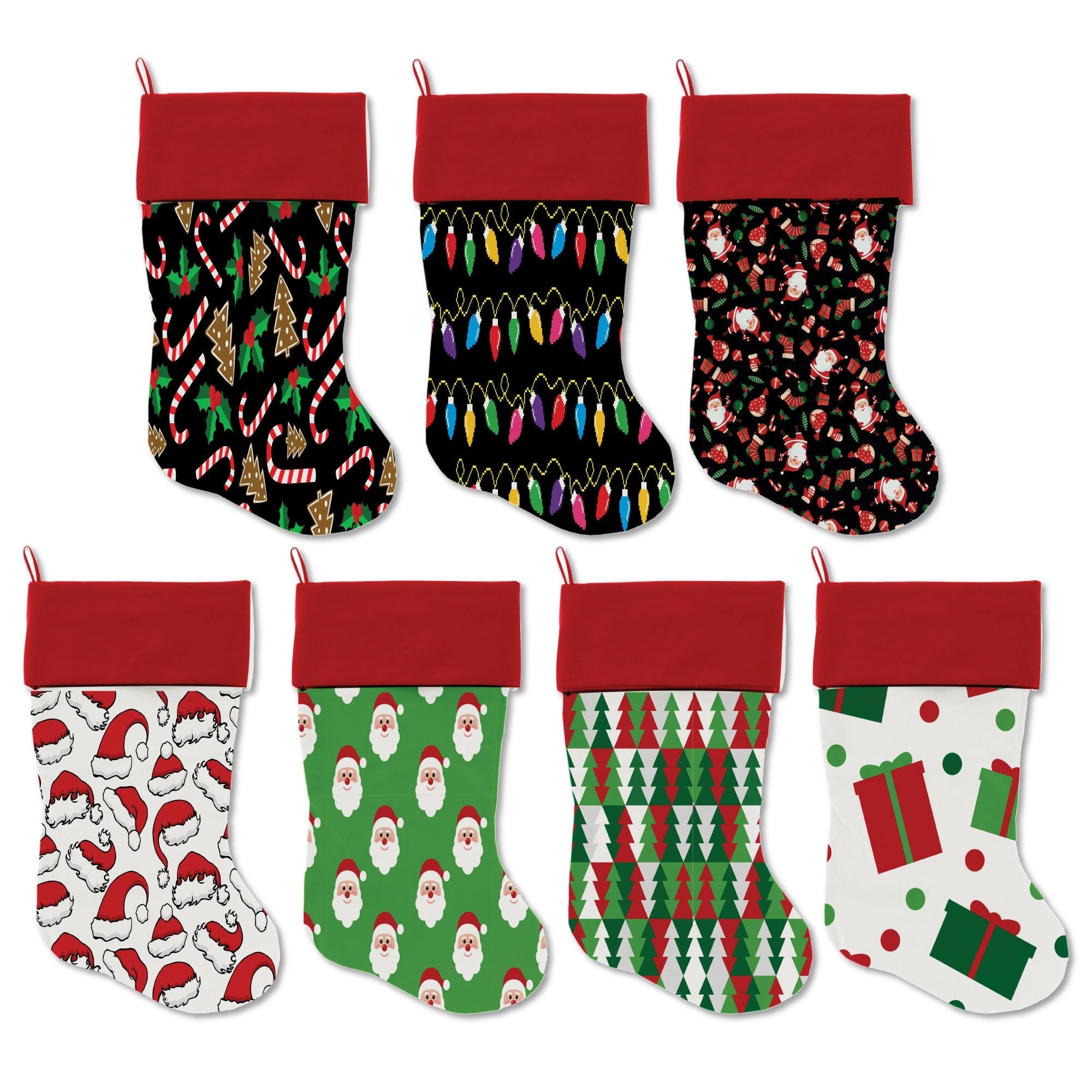 Christmas Velvet Stocking, "Santa Group" **Choose from 7 different patterns!**