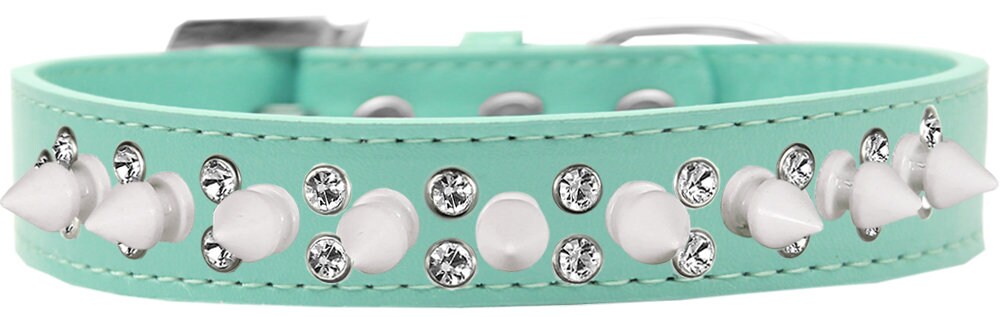 Pet and Dog Spike Collar, "Double Crystal & White Spikes"