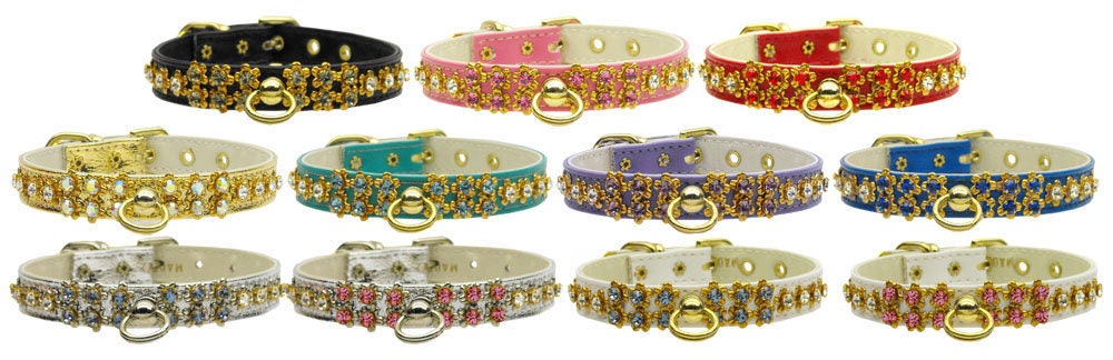 Dog, Puppy & Pet Collar, "Sunburst Crystal Flower"