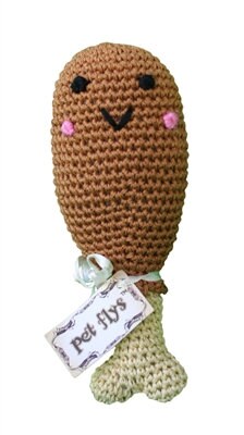 Knit Knacks Organic Cotton Pet & Dog Toys, "Food Collection" (Choose from: Hamburger, Hot Dog, Drumstick, Pizza, Soda, or Ice Cream Cone)